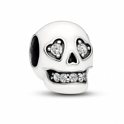 Glow-in-the-dark Sparkling Skull Charm S925 Sterling Silver