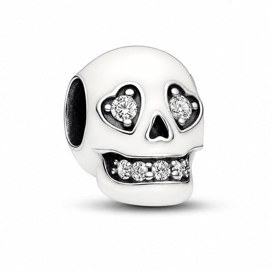 Glow-in-the-dark Sparkling Skull Charm S925 Sterling Silver