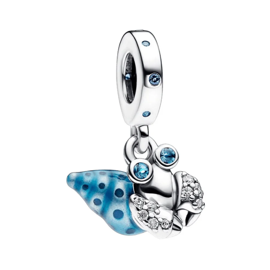 Glow in the Dark Hermit Crab Dangle Charm S925 Sterling Silver