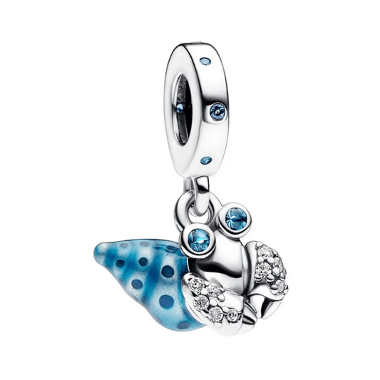 Glow in the Dark Hermit Crab Dangle Charm S925 Sterling Silver