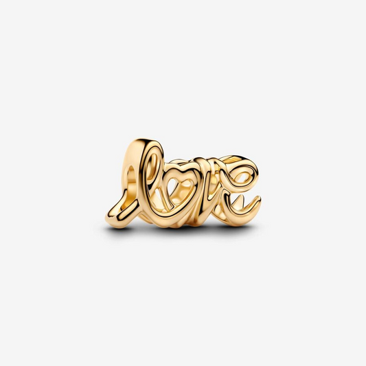 Golden Handwritten Love Charm Hallmarked S925 Sterling Silver