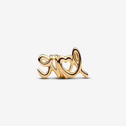Golden Handwritten Love Charm S925 Sterling Silver