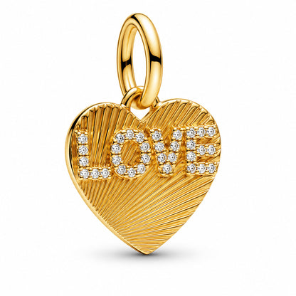 Engravable Love Heart Dangle Charm  S925 Sterling Silver