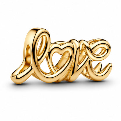 Golden Handwritten Love Charm S925 Sterling Silver