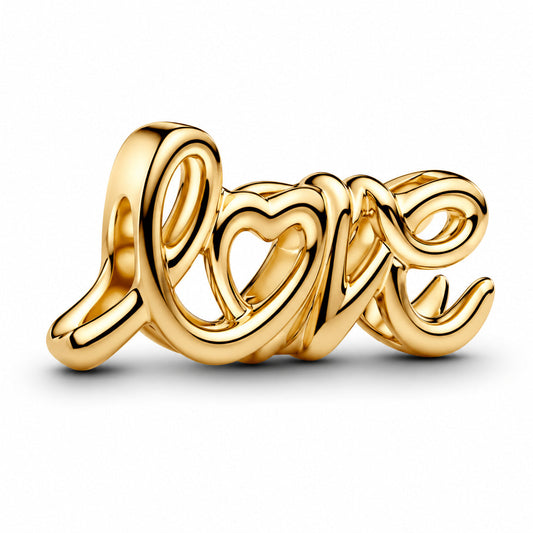 Golden Handwritten Love Charm S925 Sterling Silver