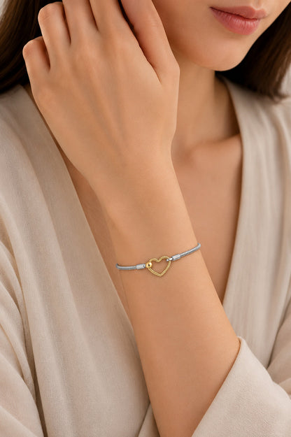 Golden Heart Closure Charm Bracelet