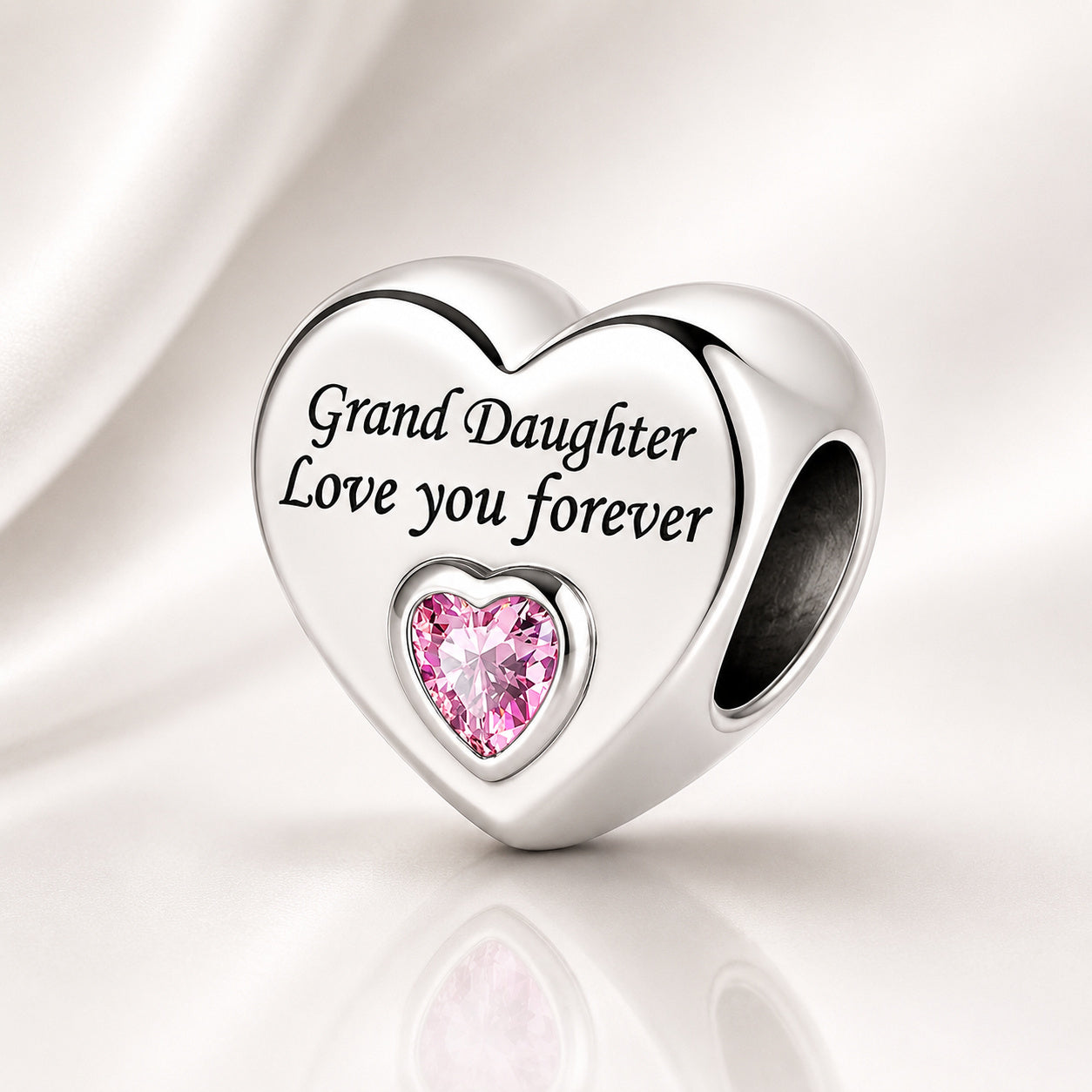 Grand Daughter Love You Forever Heart Charm S925 Sterling Silver