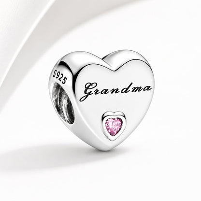 Family Hearts Bracelet Charm  S925 Sterling Silver