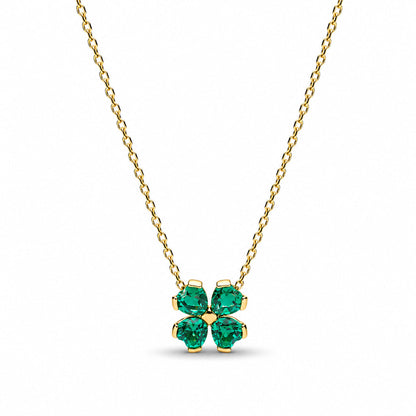 Green Lucky Clover Necklace Pendant  S925 Sterling Silver
