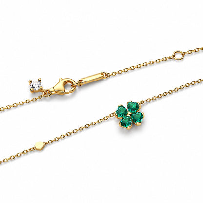 Green Lucky Clover Necklace Pendant  S925 Sterling Silver