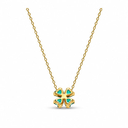Green Lucky Clover Necklace Pendant  S925 Sterling Silver