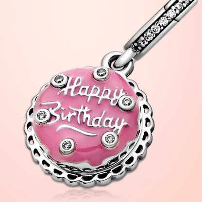 Birthday Cake Dangle Charm S925 Sterling Silver