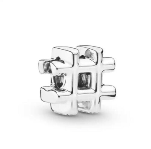 Social Media Influencer Hashtag Charm Hallmarked S925 Sterling Silver