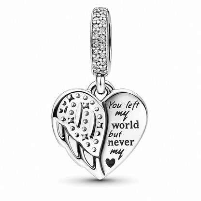 Heart & Angel Dangle Charm S925 Sterling Silver