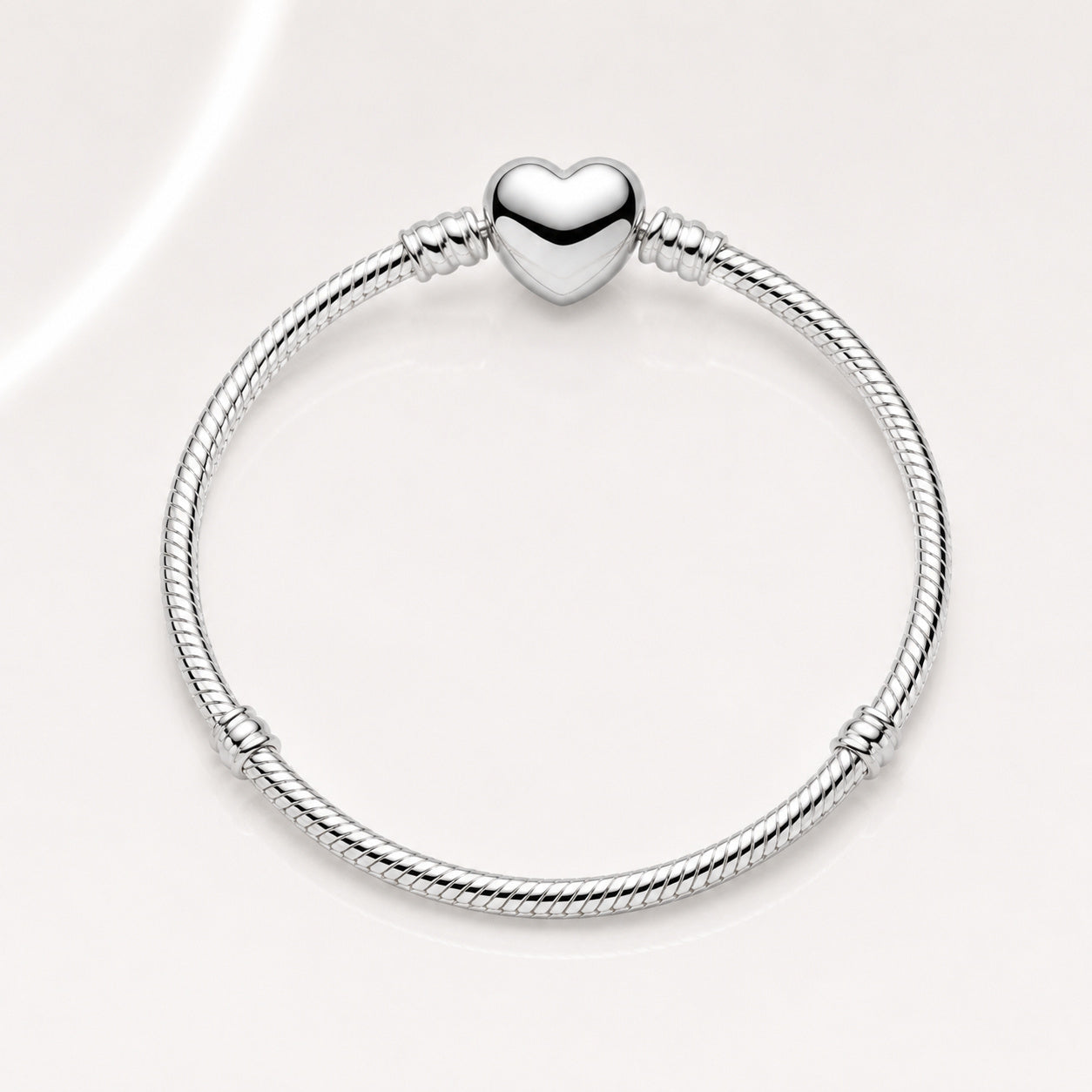 Women's Sterling Silver Heart Bangle for Charms S925 Sterling Silver