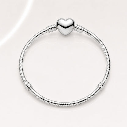 Women's Sterling Silver Heart Bangle for Charms S925 Sterling Silver