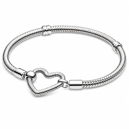Heart Closure Snake Chain Charm Bracelet