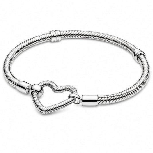 Heart Closure Snake Chain Charm Bracelet