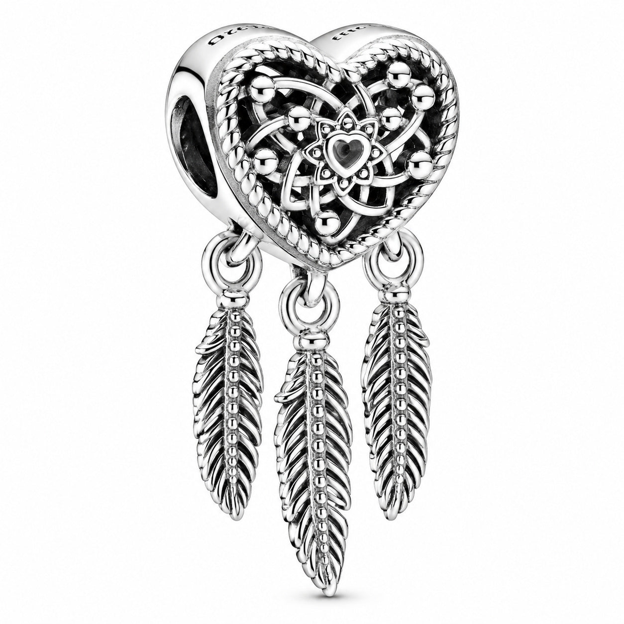Heart Feather Dreamcatcher Charm S925 Sterling Silver