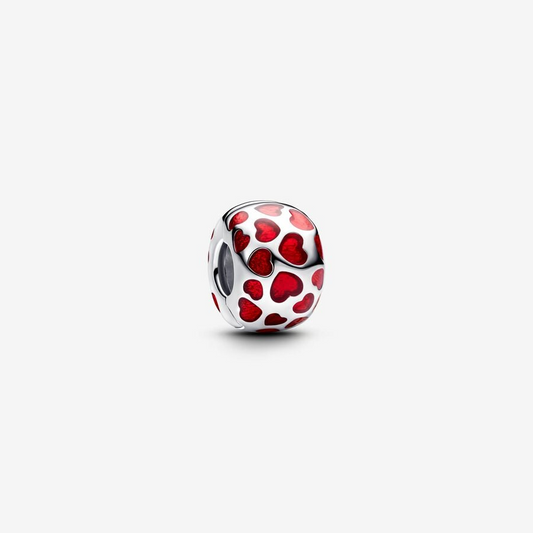 Hearts Round Stopper Charm Hallmarked S925 Sterling Silver