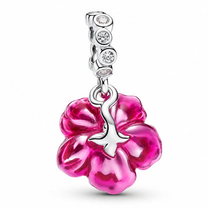Gold-plated Hibiscus Charm S925 Sterling Silver