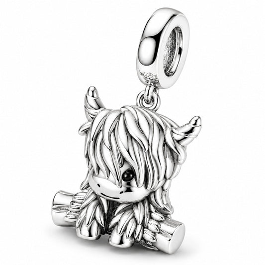 Highland Cow Dangle Charm S925 Sterling Silver