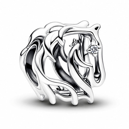 Horse Openwork Charm S925 Sterling Silver