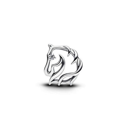 Horse Openwork Charm S925 Sterling Silver