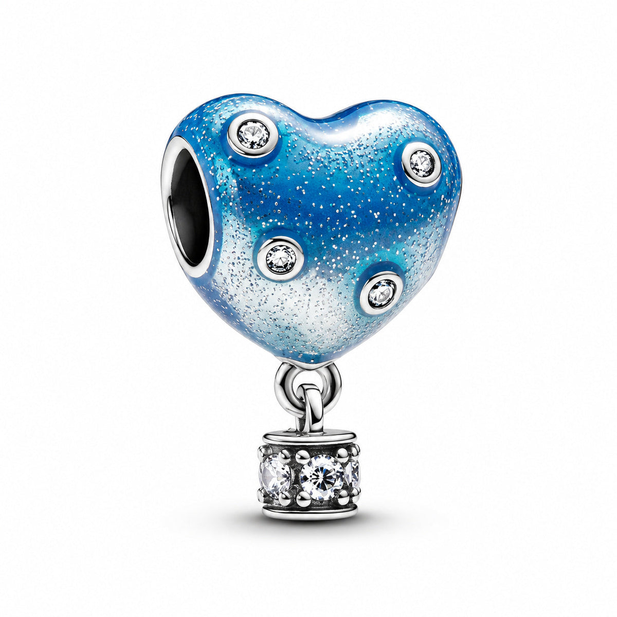 Hot Air Balloon Heart Charm  S925 Sterling Silver