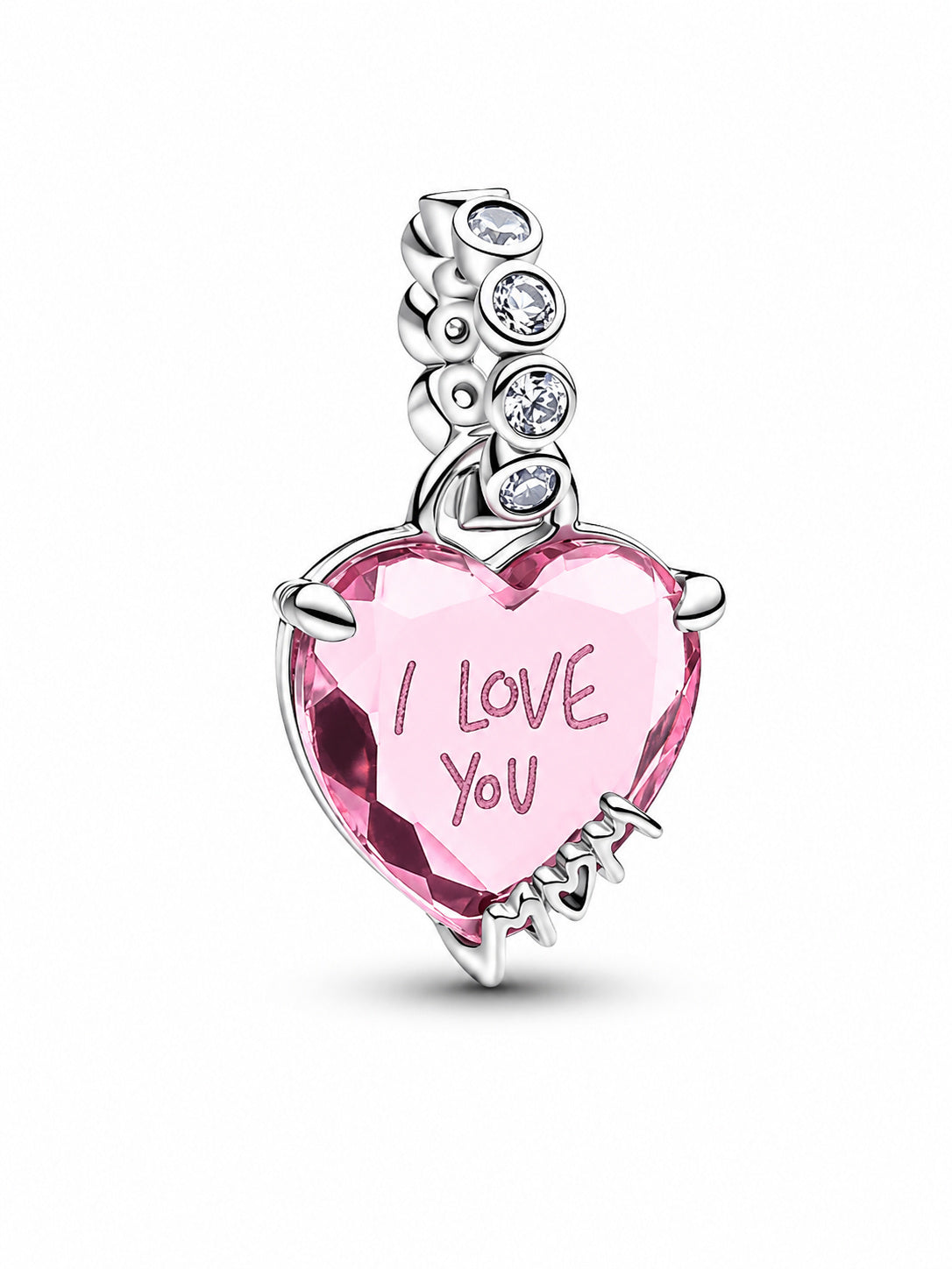 I Love You Mum Pink Dangle Charm S925 Sterling Silver