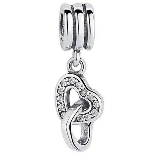 Interlockings Hearts Dangle Charm S925 Compatible Sterling Silver Charm