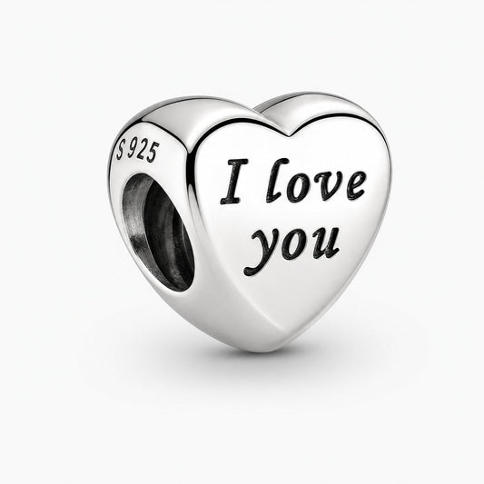 I Love You Heart Charm S925 Sterling Silver