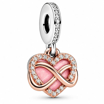 Infinity Heart Dangle Charm S925  Compatible Sterling Silver Charm