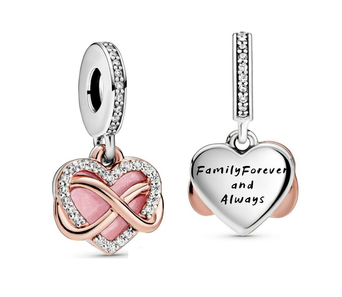 Infinity Heart Dangle Charm S925 Compatible Sterling Silver Charm