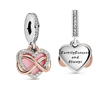 Infinity Heart Dangle Charm S925  Compatible Sterling Silver Charm