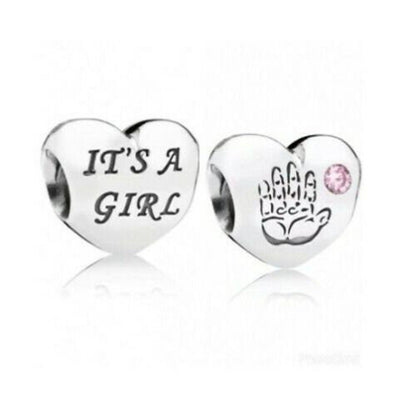 It's a Girl Heart Charm  S925 Sterling Silver