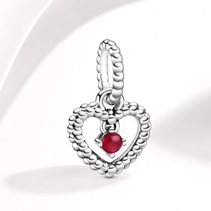 Birthstone Heart Months Dangle Silver Charm S925 Sterling Silver Charms Collection