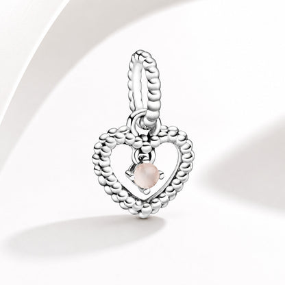 Birthstone Heart Months Dangle Silver Charm S925 Sterling Silver Charms Collection