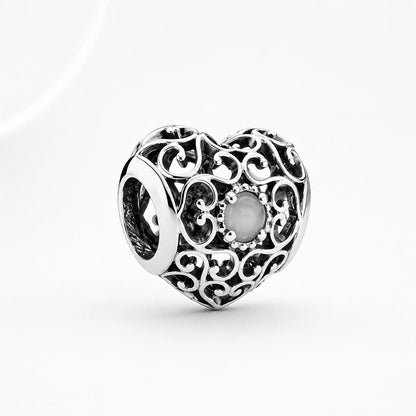 S925 Signature Heart Birthstone Months Charms Collection