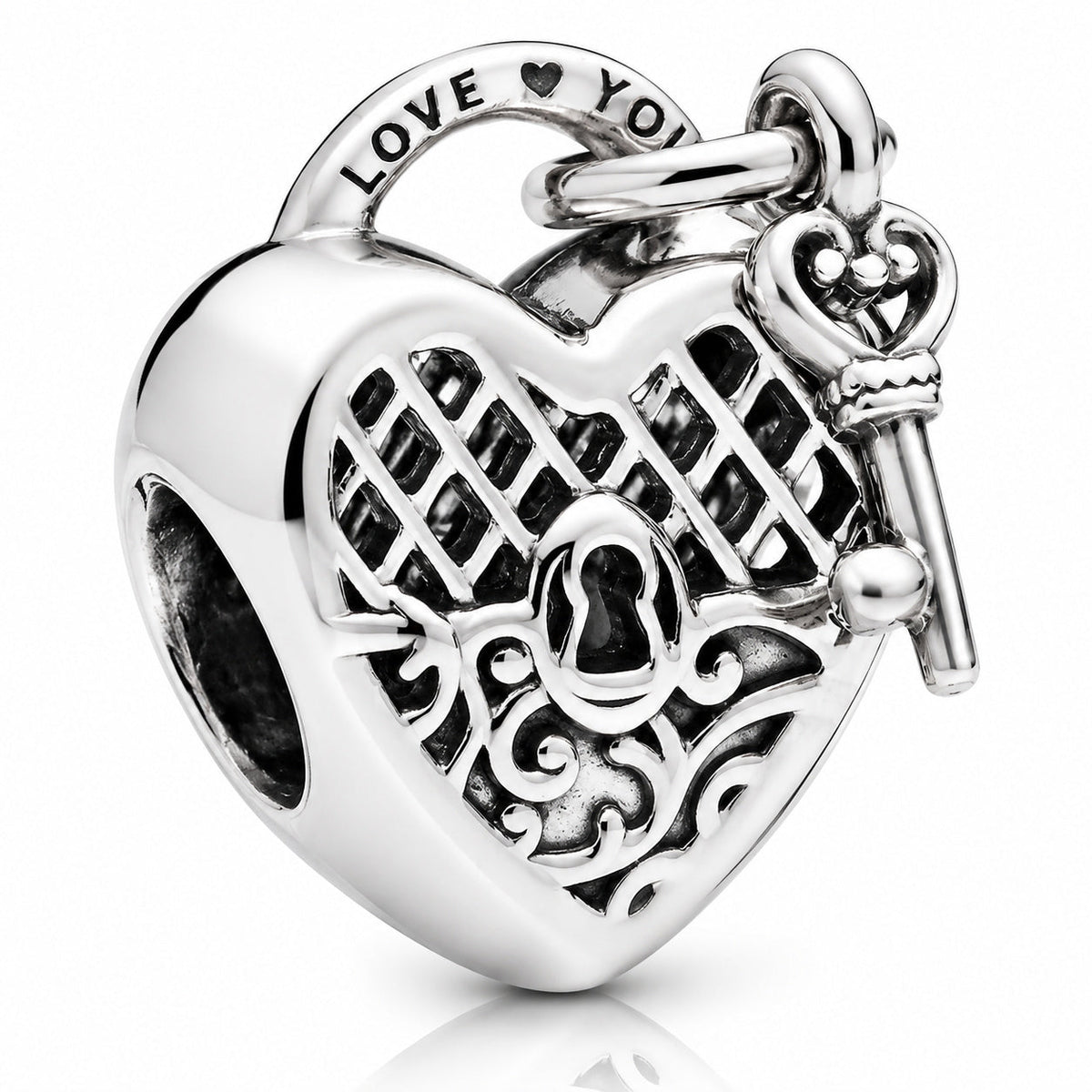 Key & Lock Heart Charm  S925 Sterling Silver