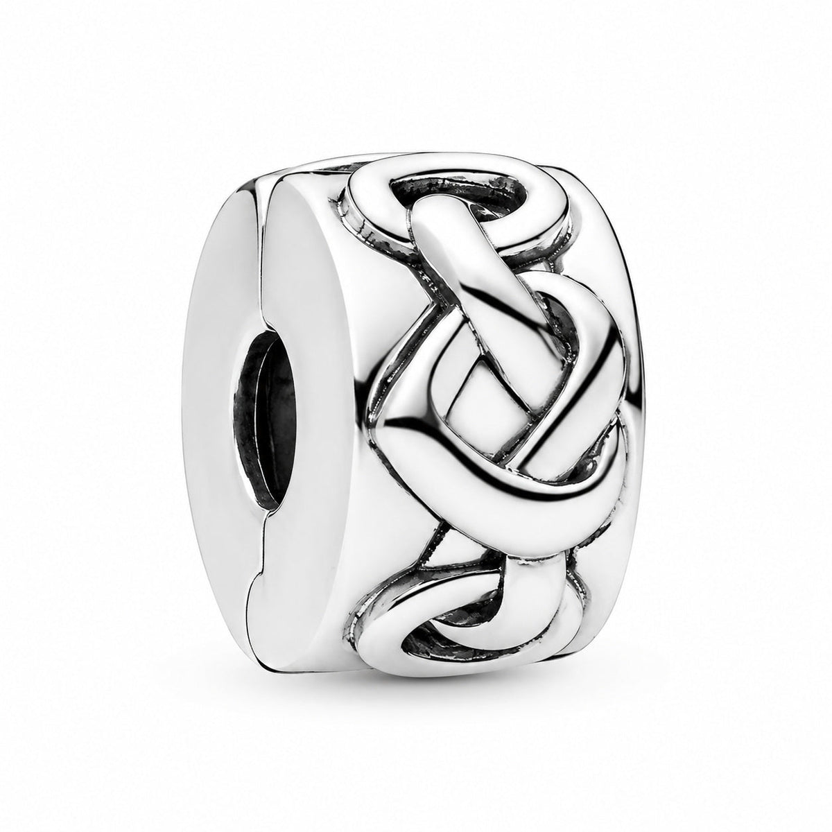 Knotted Hearts Clip Charm  S925 Sterling Silver