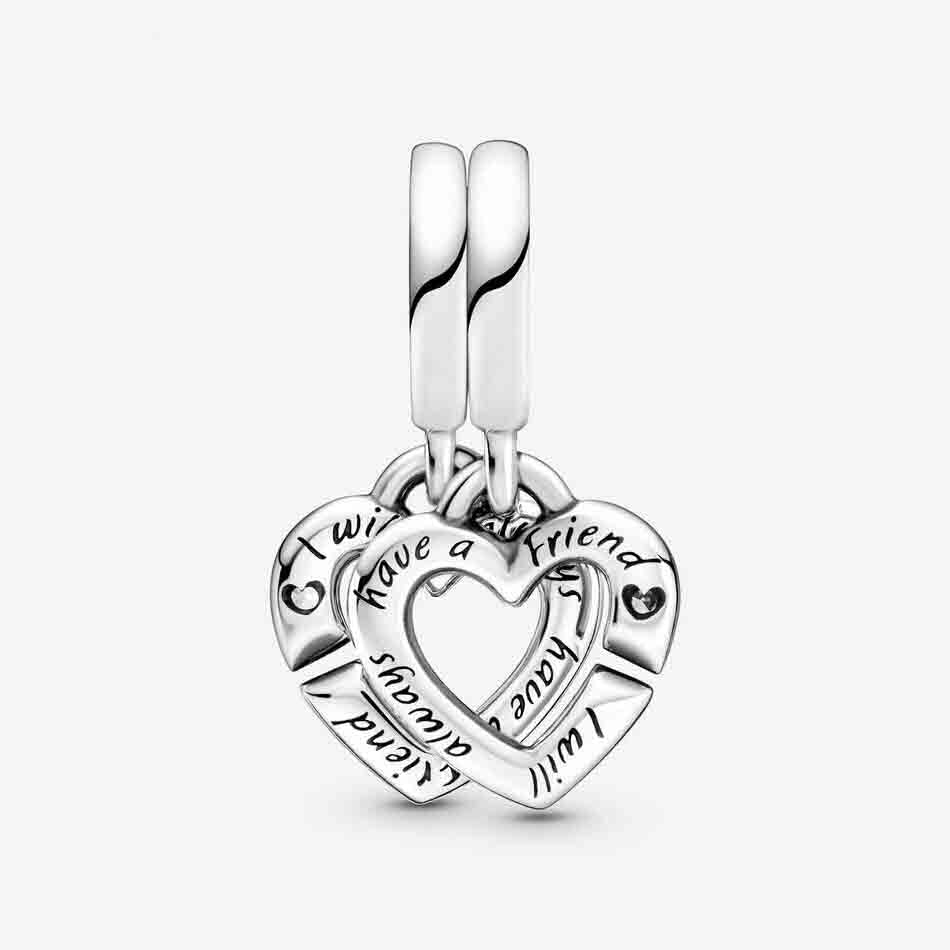 Sisters Heart Dangle Charm S925 Sterling Silver