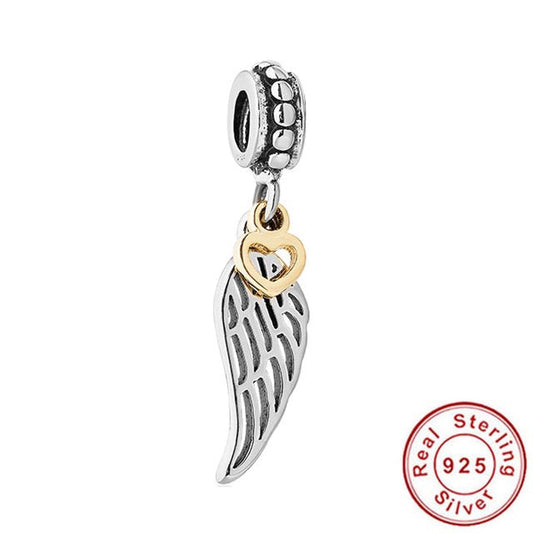 Love Guidance Angel Feather Dangle Charm S925 Sterling Silver