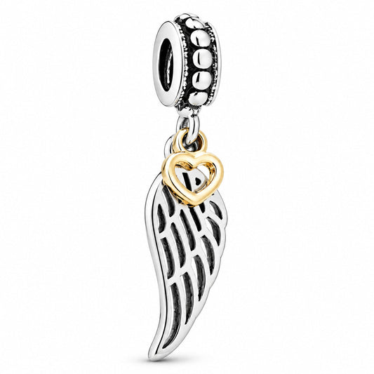 Love Guidance Angel Feather Dangle Charm  S925 Sterling Silver