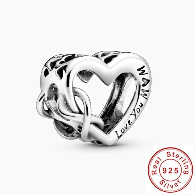 Mum Infinity Heart Charm S925 Sterling Silver