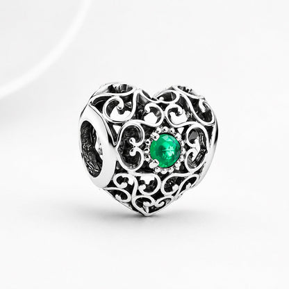 S925 Signature Heart Birthstone Months Charms Collection