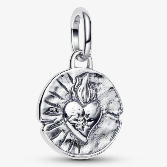 Medallion Heart Dangle Charm S925 Sterling Silver