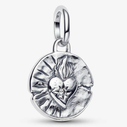 Medallion Heart Dangle Charm S925 Sterling Silver
