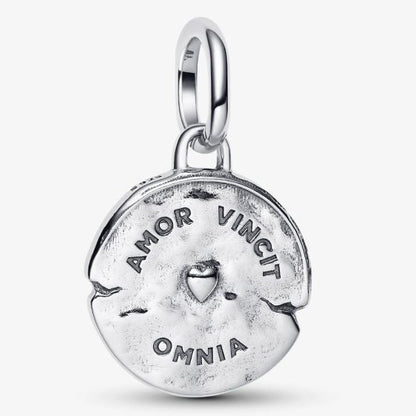 Medallion Heart Dangle Charm S925 Sterling Silver