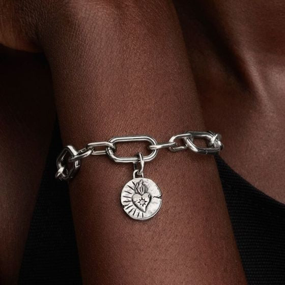 Medallion Heart Dangle Charm S925 Sterling Silver
